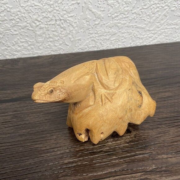 VTG Hand Carved Burl Wood Frog Unusual Indonesian Chinaberry Bali Collectible - Picture 8 of 10
